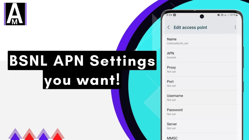 bsnl apn settings phone screenshot with overlay text