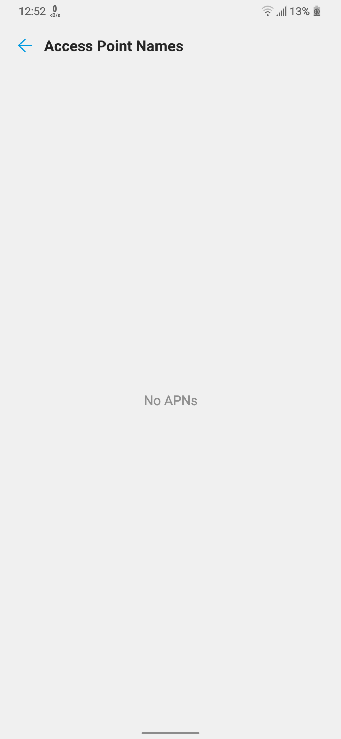 APN not available for this user screenshot