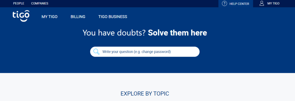 help center by tigo screenshot