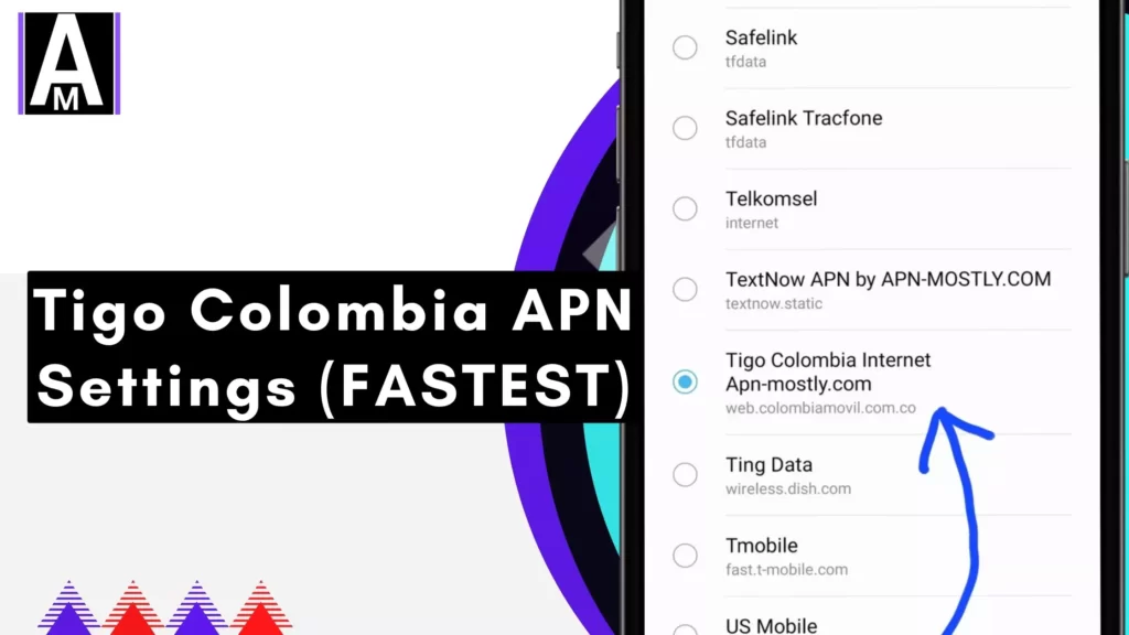 screenshot of highlighted tigo apn with overlay text fastest