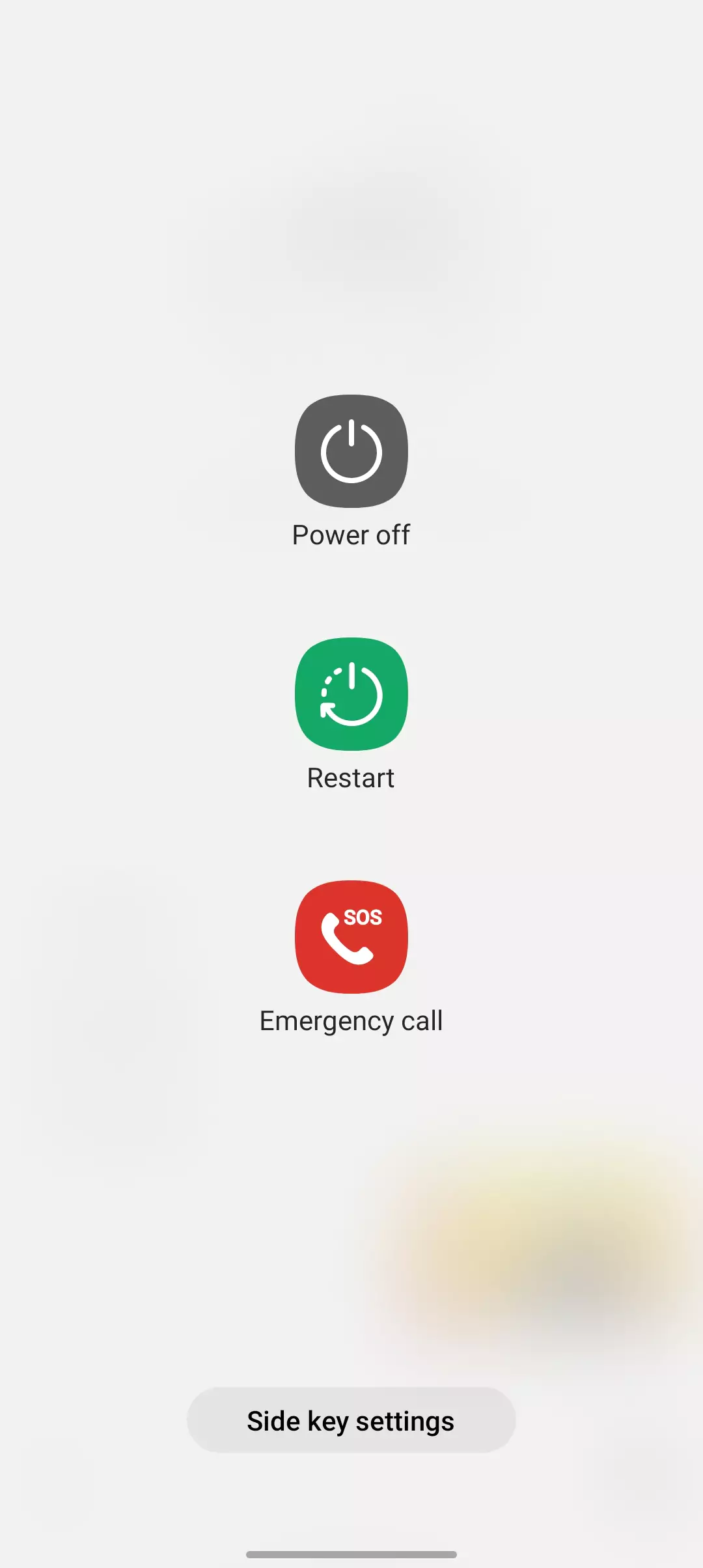 screenshot of restarting the device with power off and emergency call