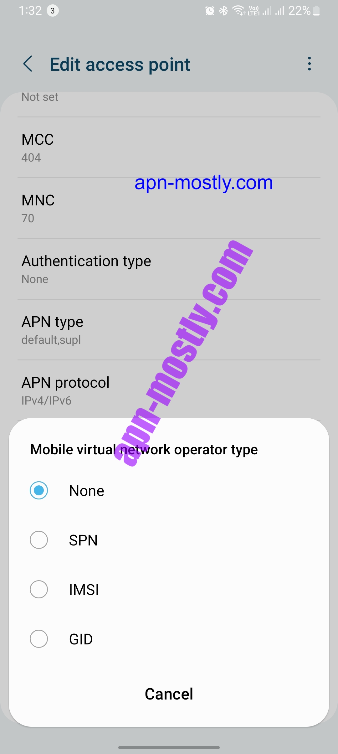 Mobile Virtual Network Operator (MVNO) Type APN Mostly