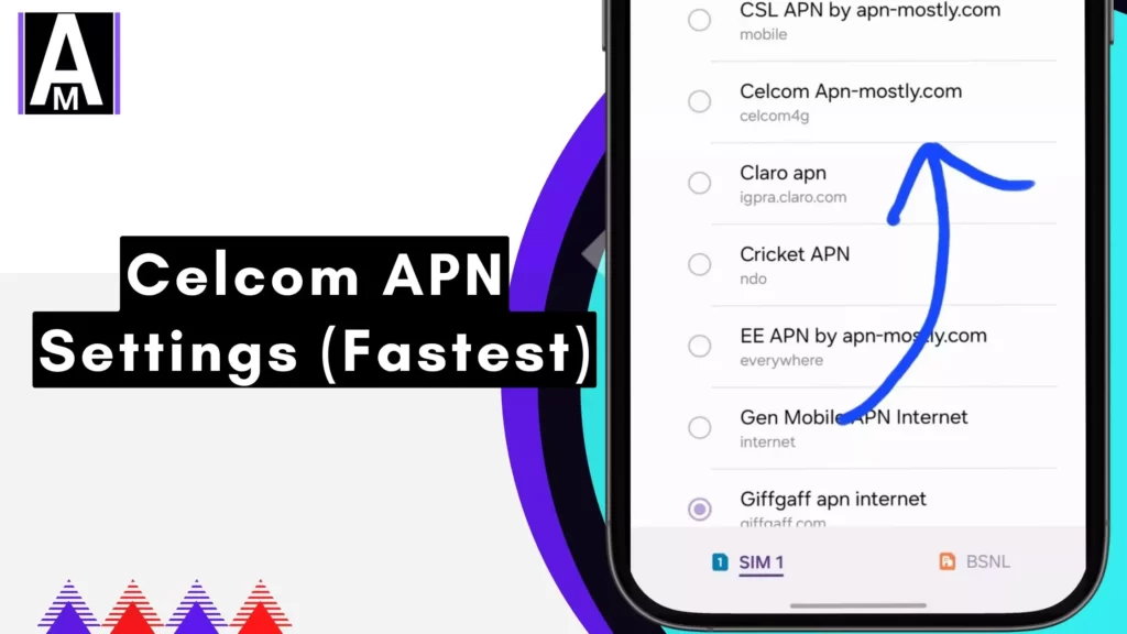 celcom apn settings with screenshot with overlay text