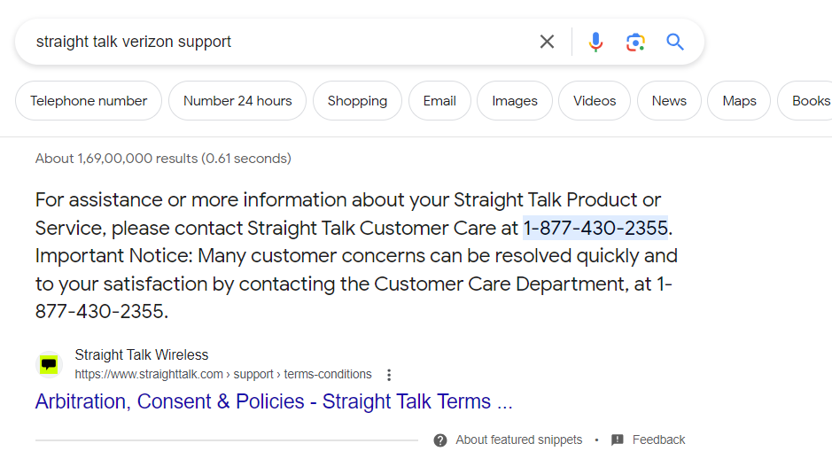 straight talk verizon support screenshot with 