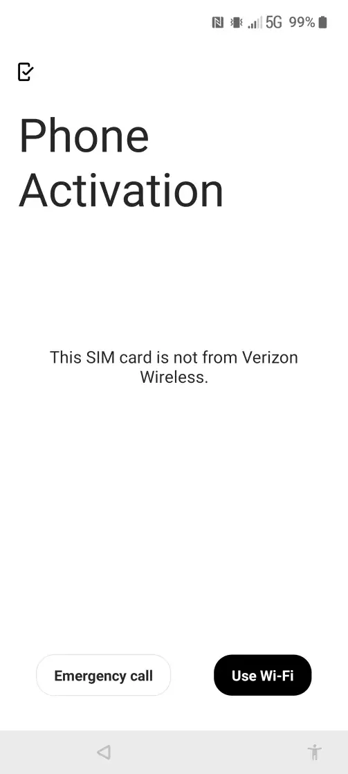 phone activation with SIM Card Not from Verizon Wireless screenshot