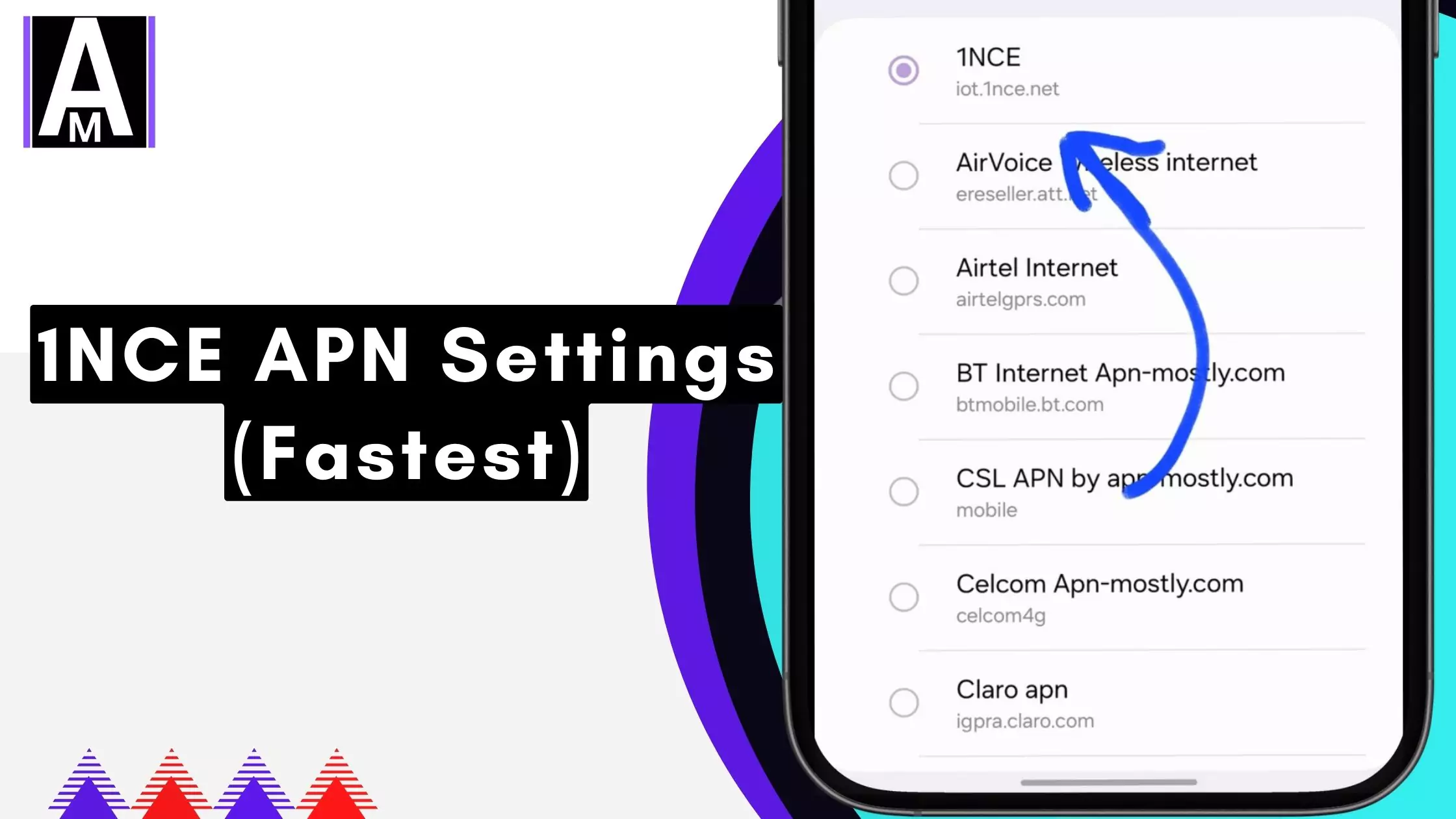 screenshot of 1nce apn with overlay text fastest