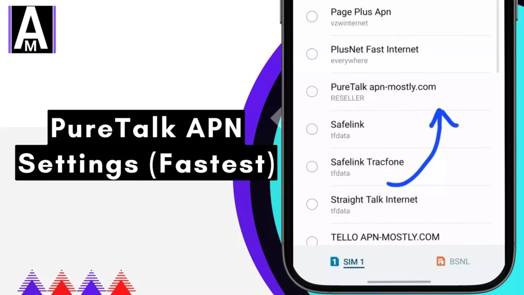 screenshot of puretalk apn with overlay text fastest