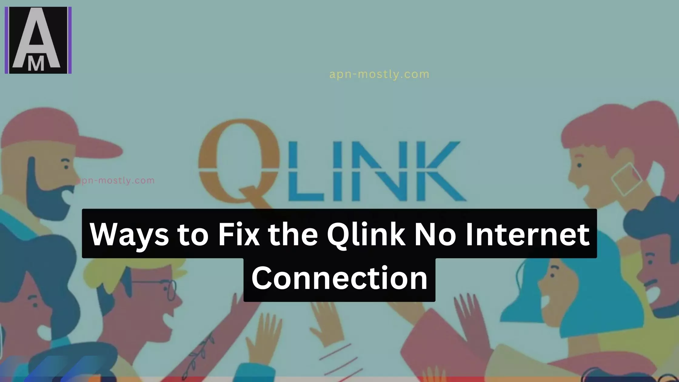 screenshot of qlink wireless with overlay text no internet connection