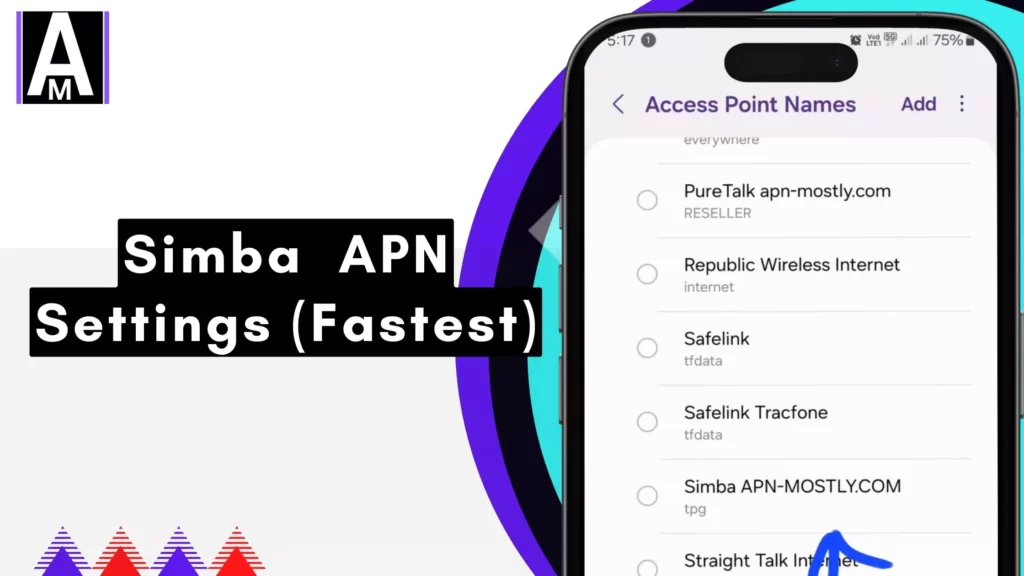 screenshot of simba apn with overlay text fastest