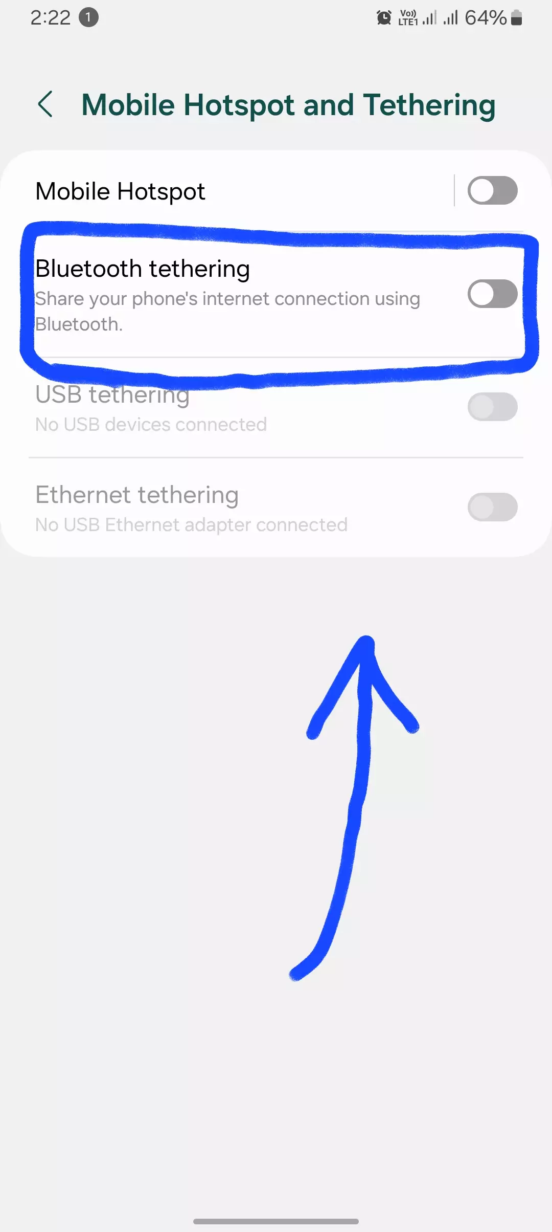 highlighted bluetooth tethering ss