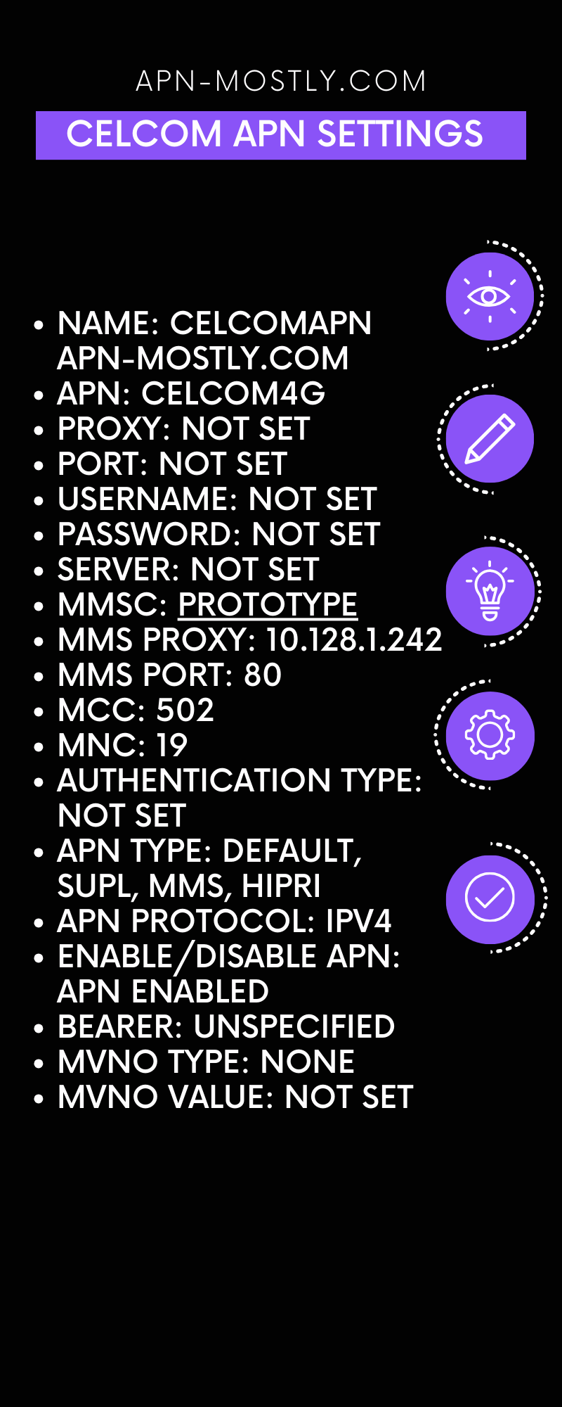 celcom apn settings in infographic