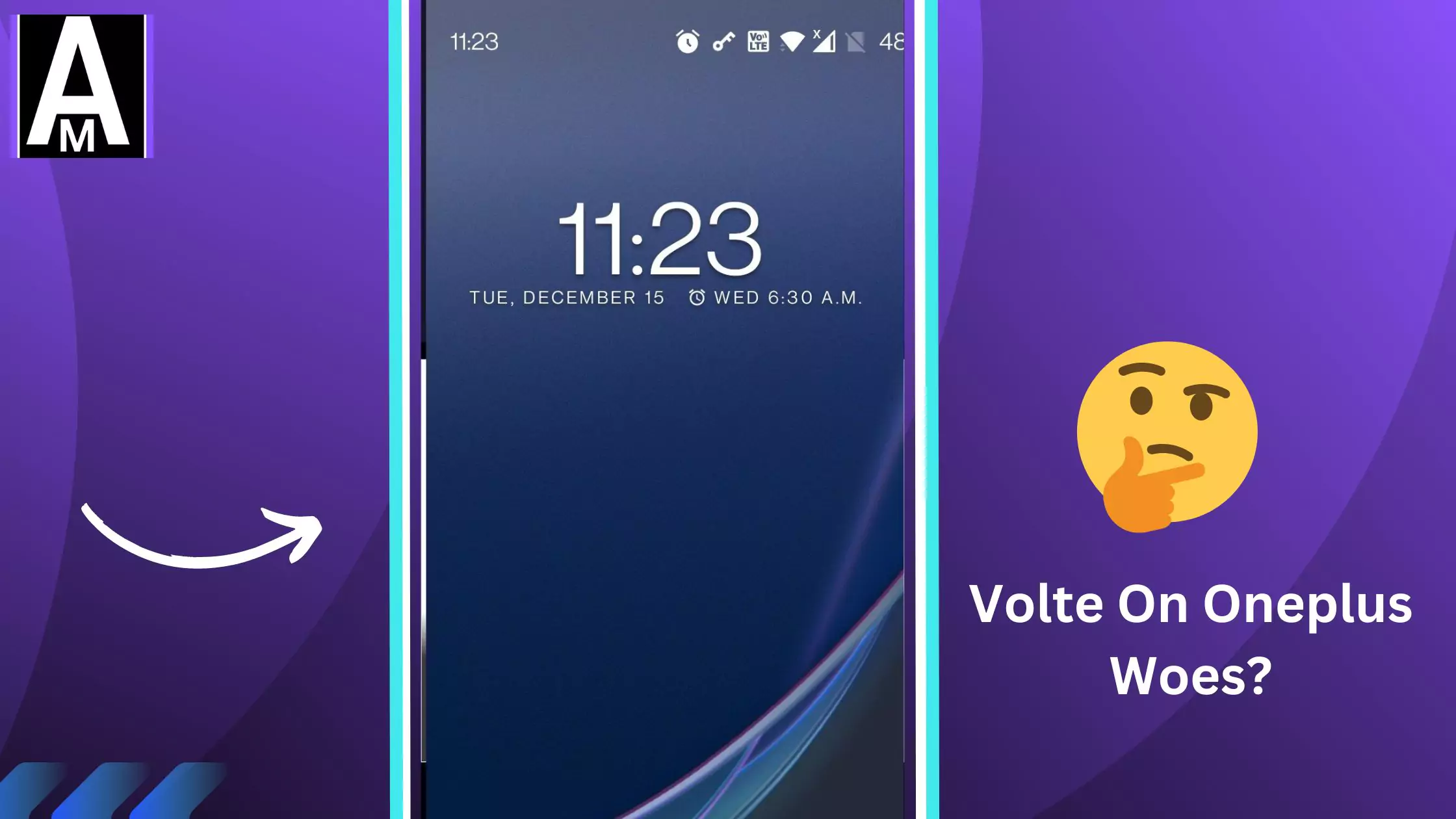 screenshot of lock screen oneplus with overlay text volte on oneplus woes