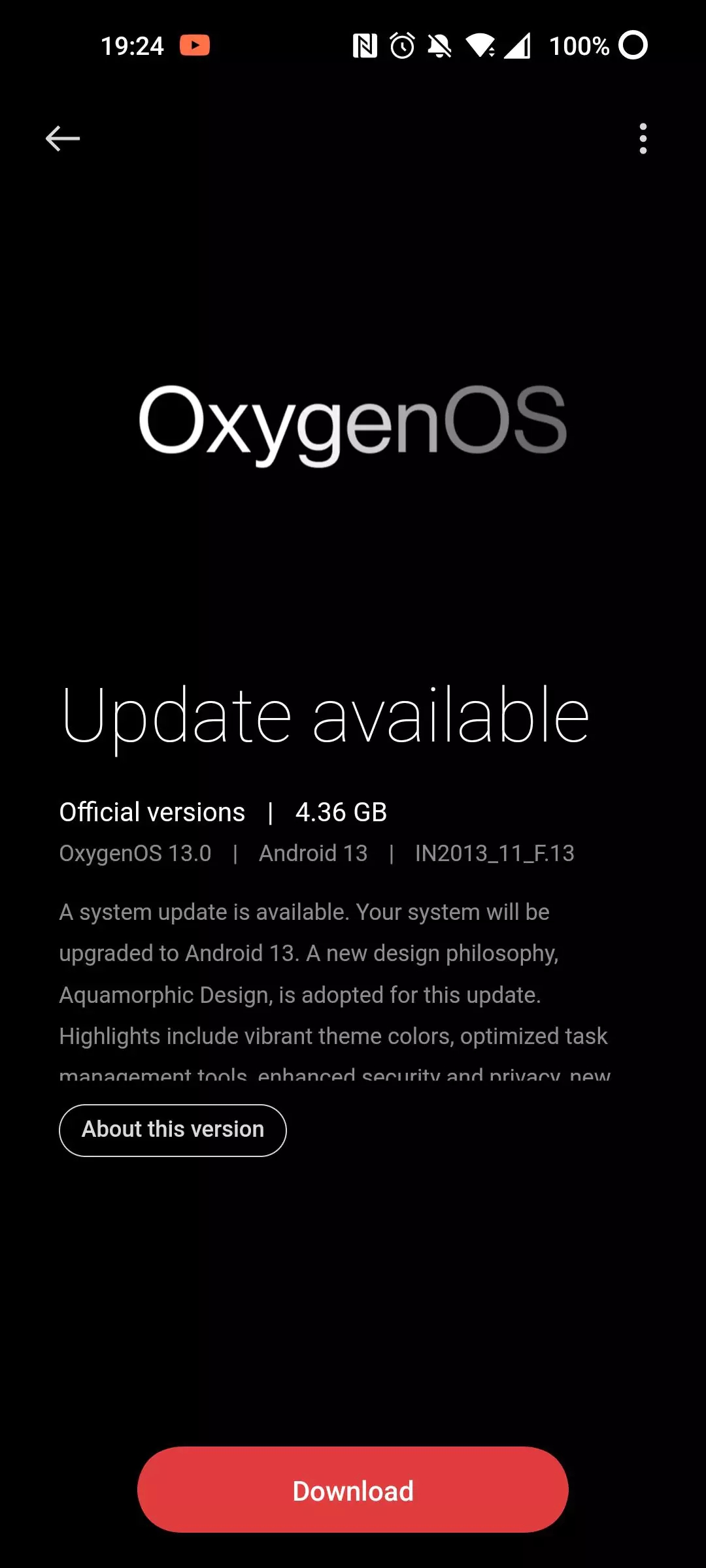 screenshot of oneplus device updates for oxygen os for volte issues