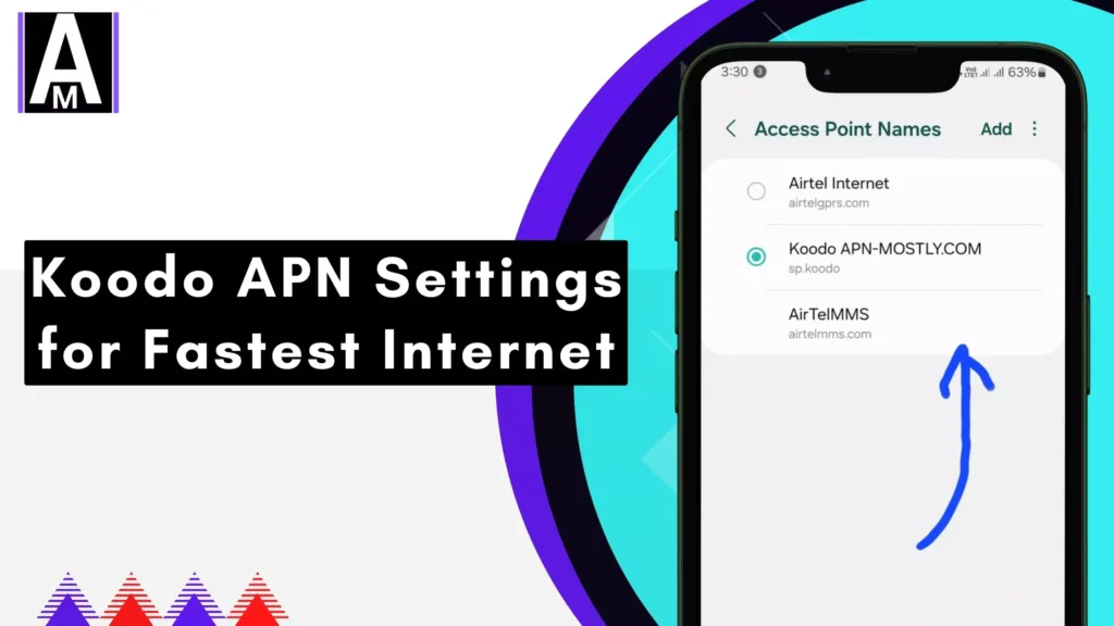screenshot of koodo apn for fastest internet with same overlay text