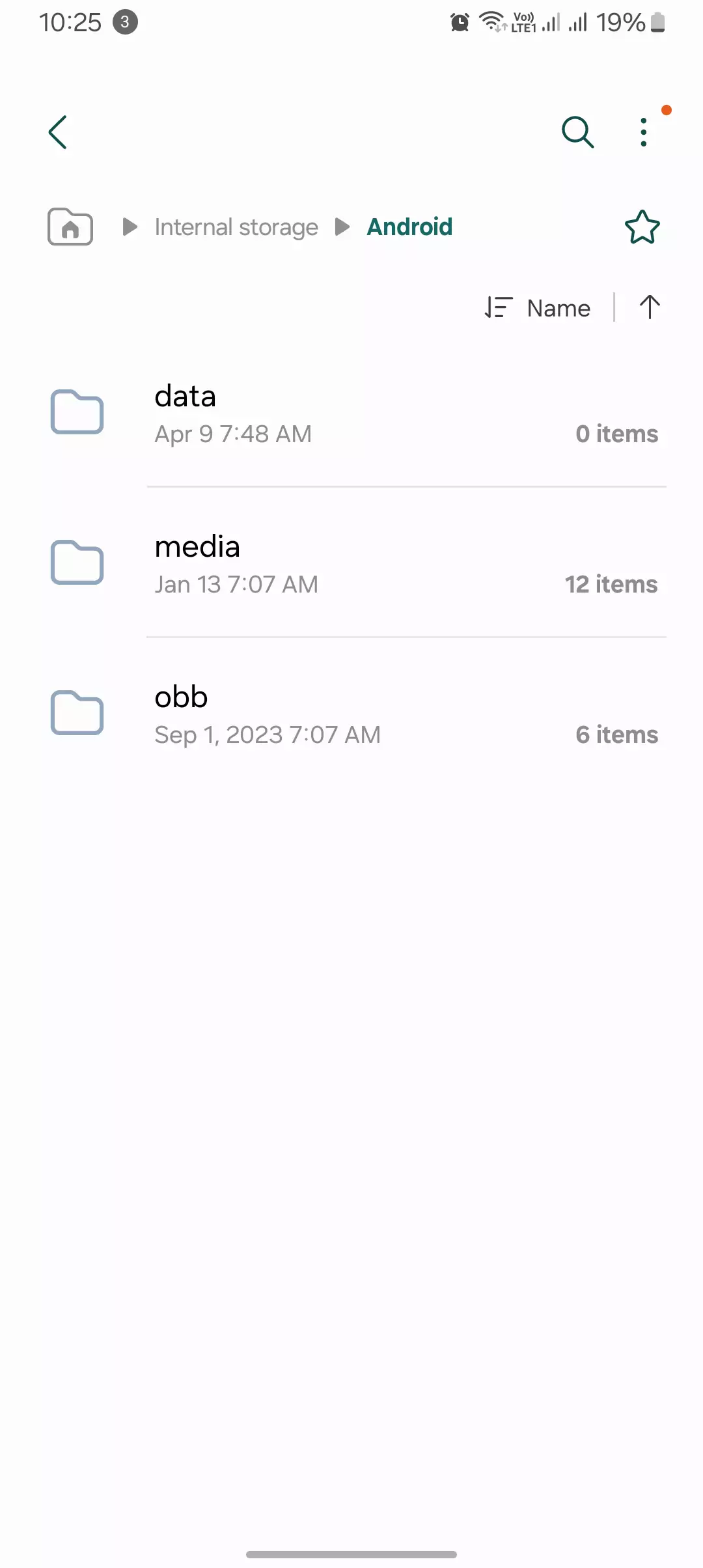 android folder opened on android screenshot