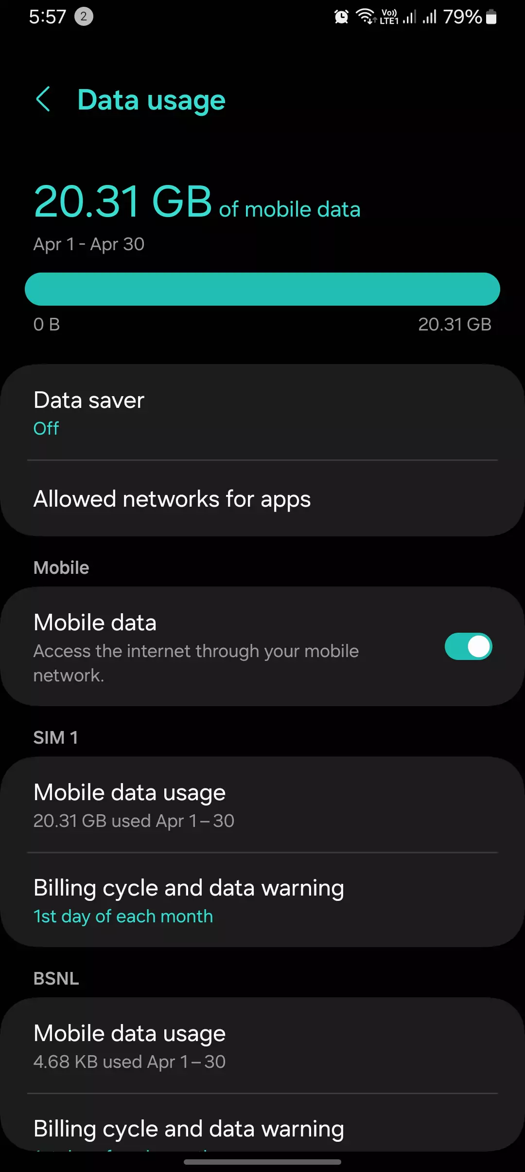 data usage from android settings screenshot