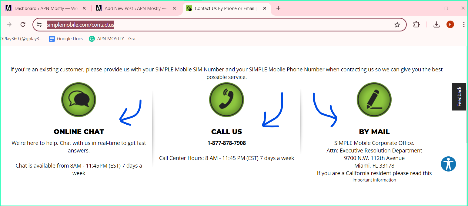 contact us page for simplemobile apn settings