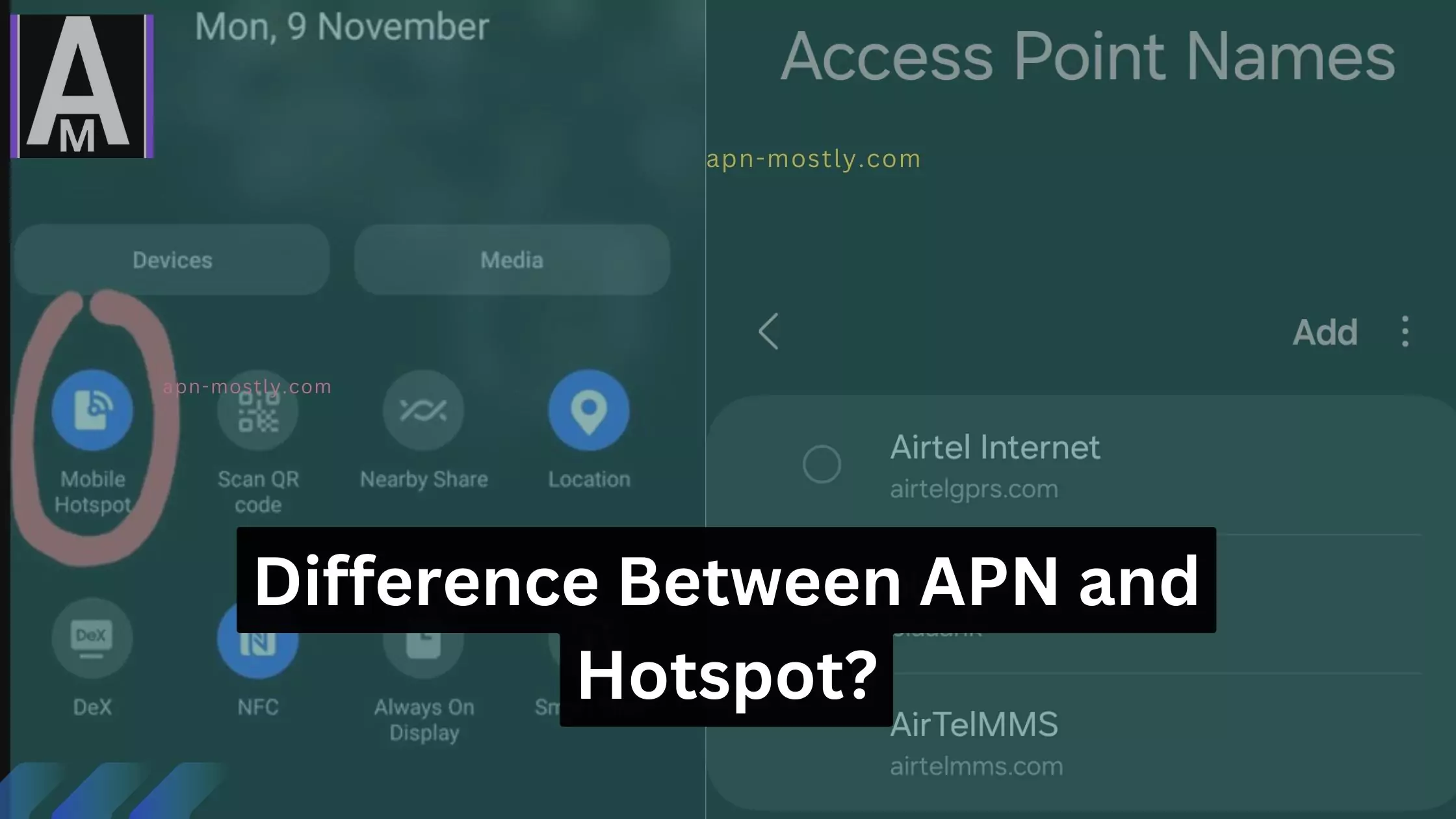 image in background of hotspot and apn with overlay text difference between