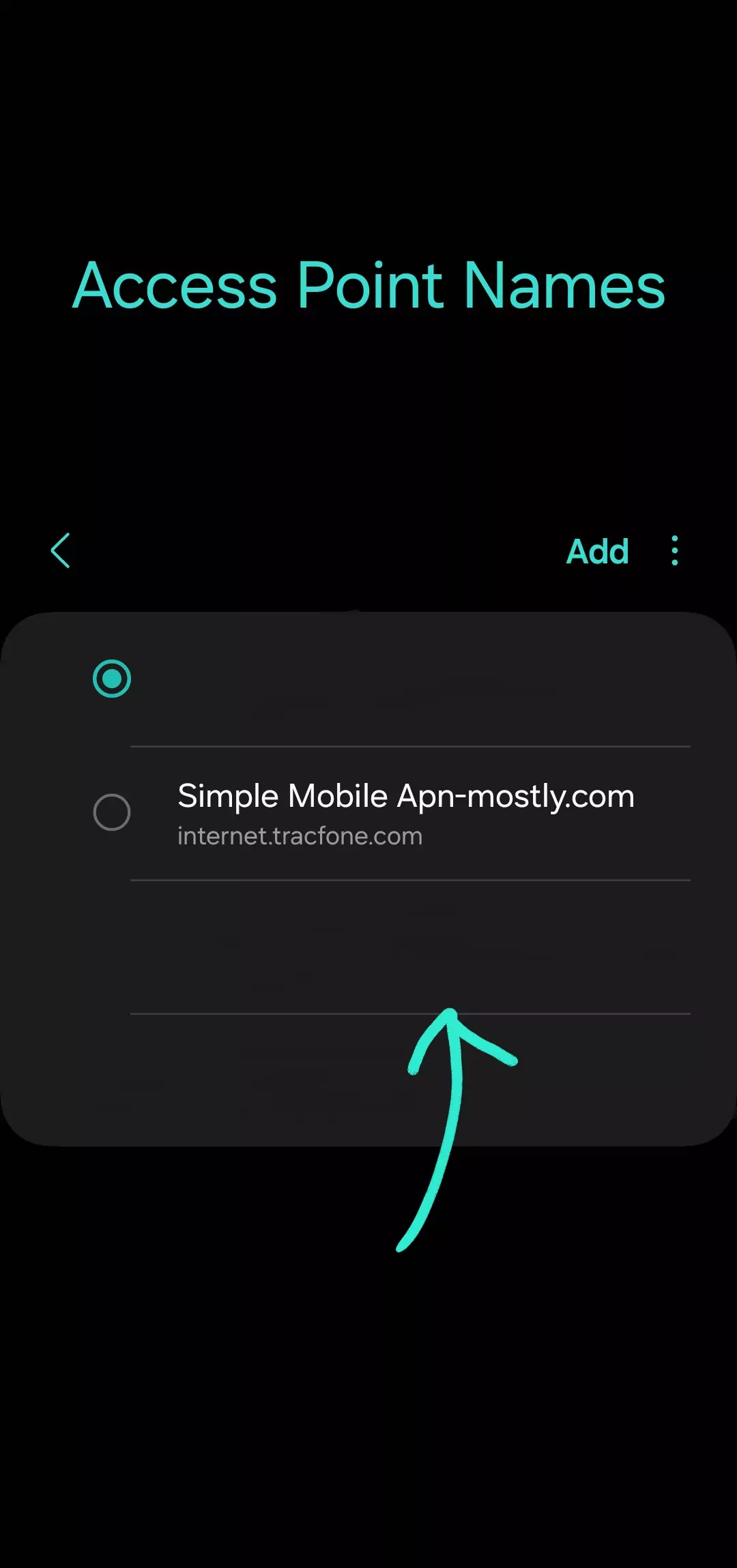 screenshot of only access point for simple internet mobile