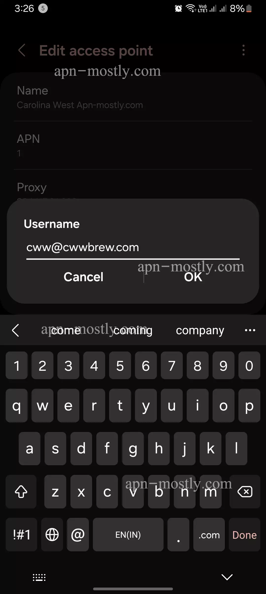 username for the carolina apn