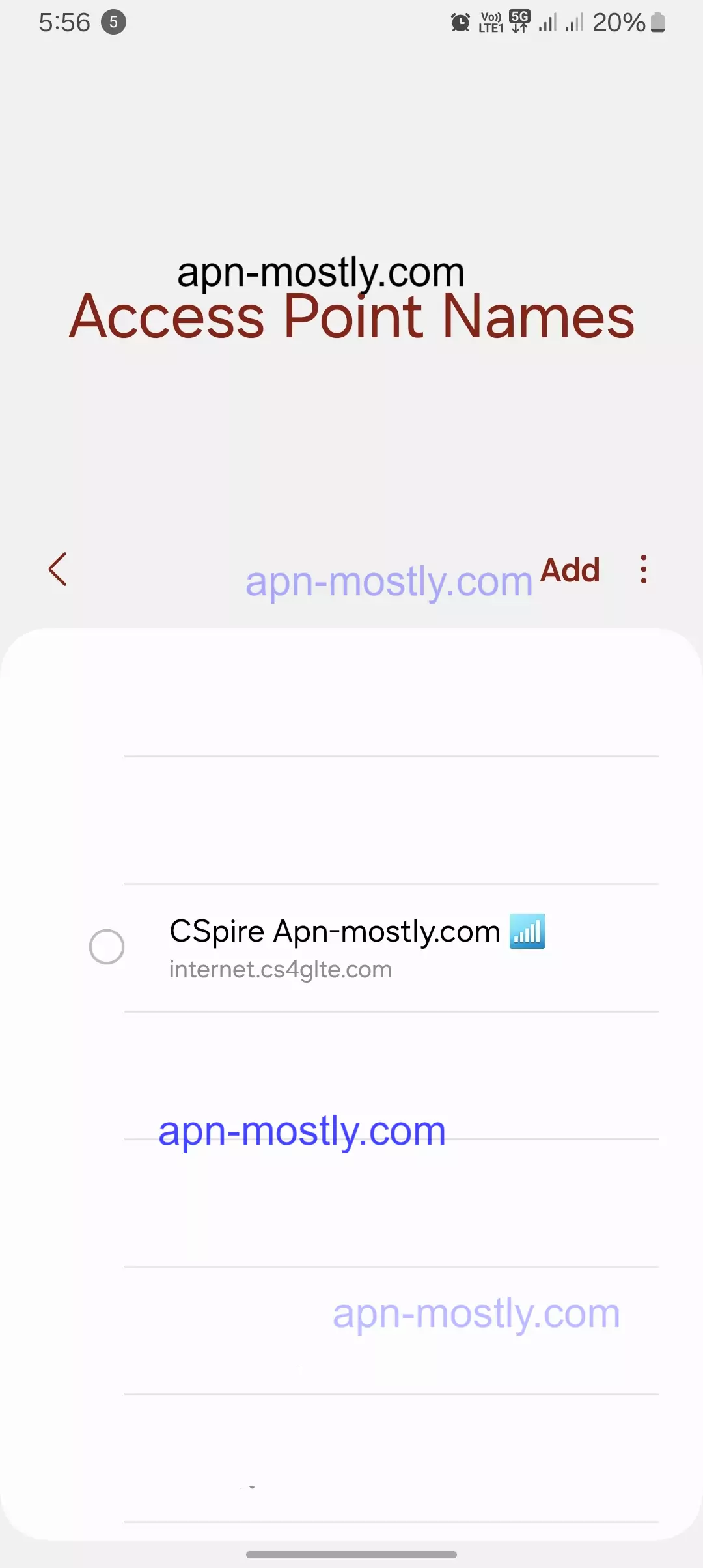 screenshot of access point names list with CSpire