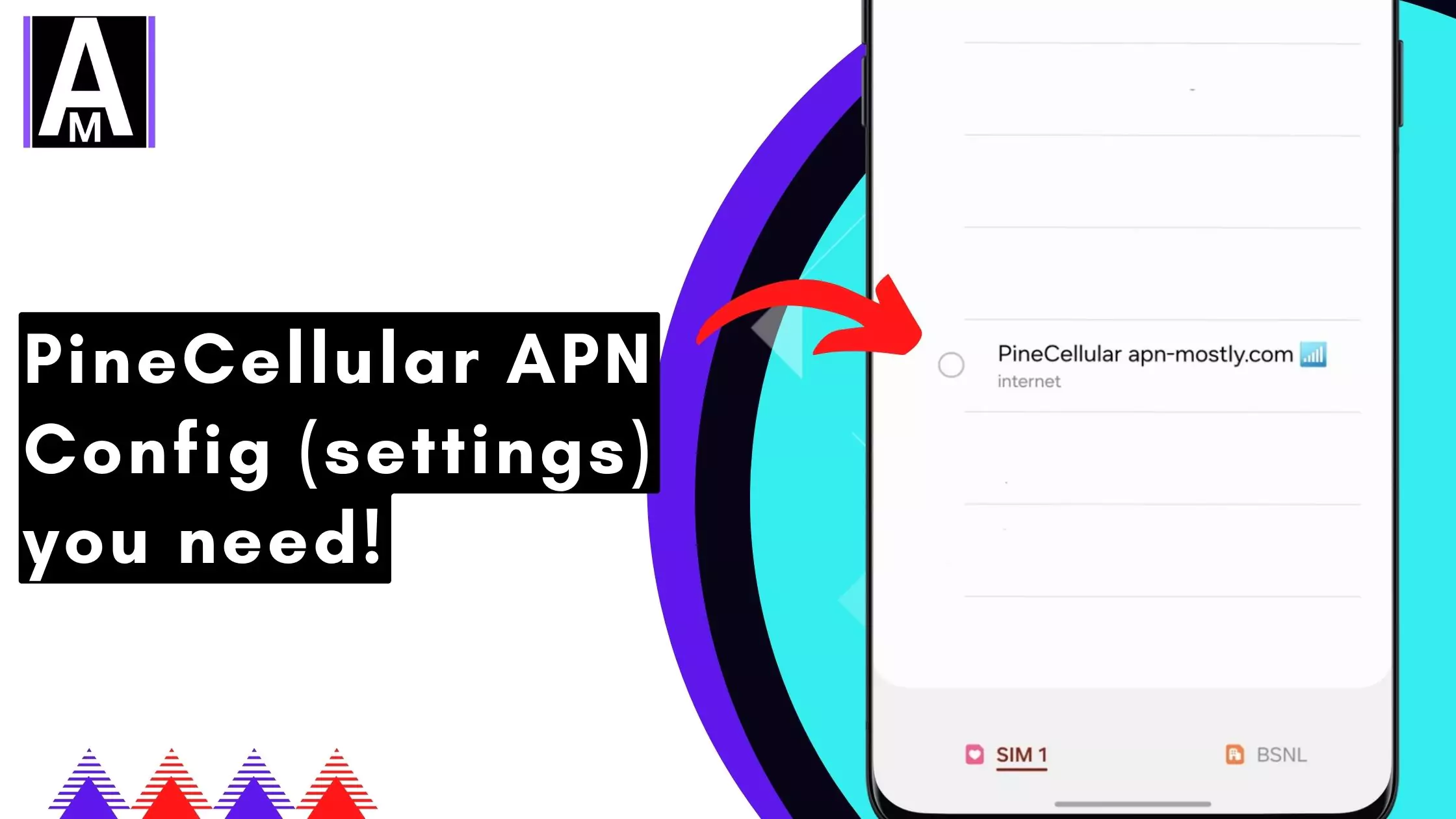 screenshot of pinecellular apn with overlay text
