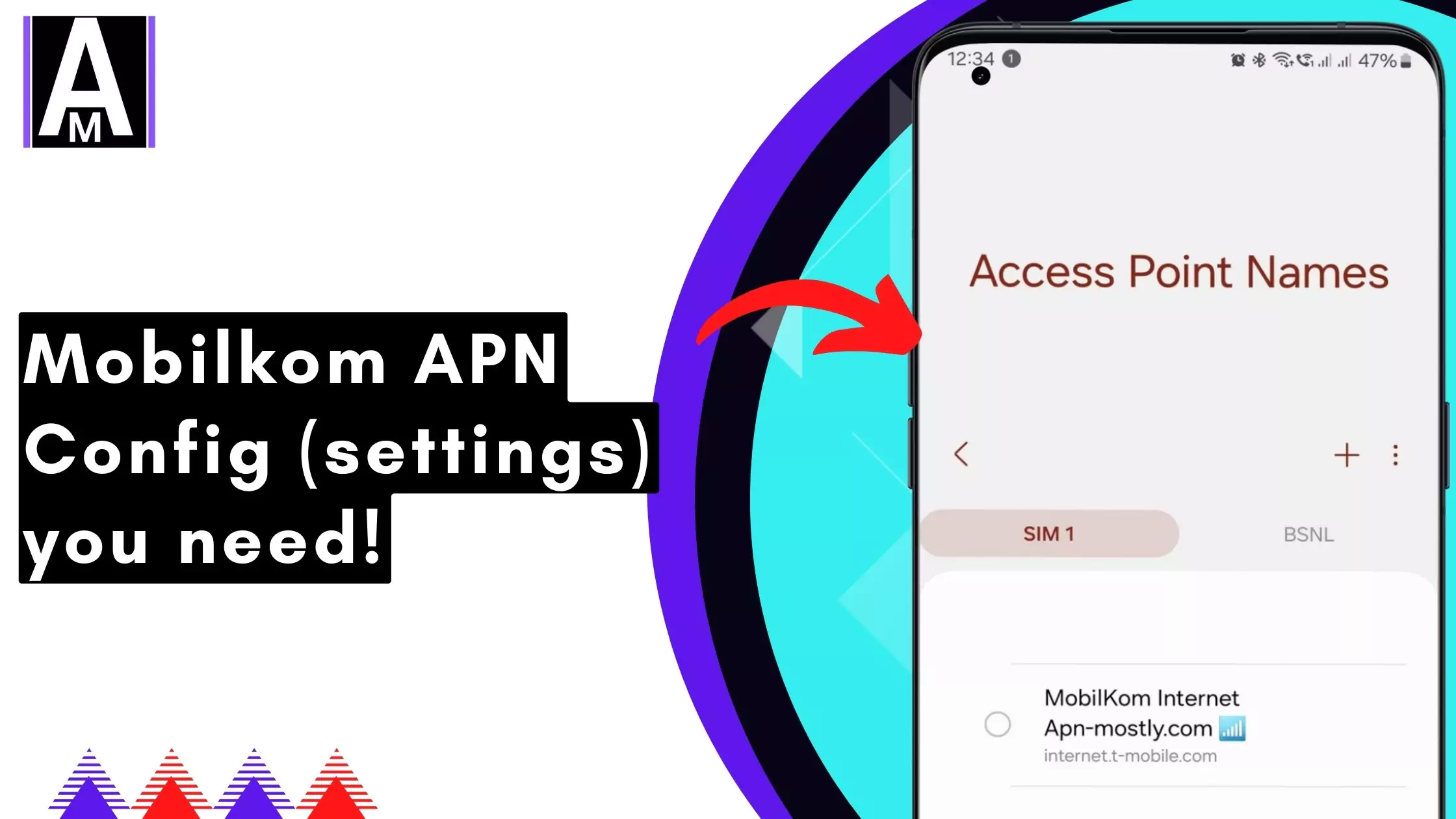 screenshot of Mobilkom apn config with same overlay text