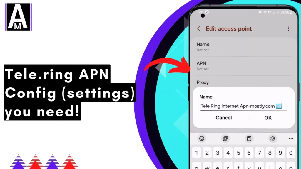 screenshot of Tele.ring apn with same overlay text
