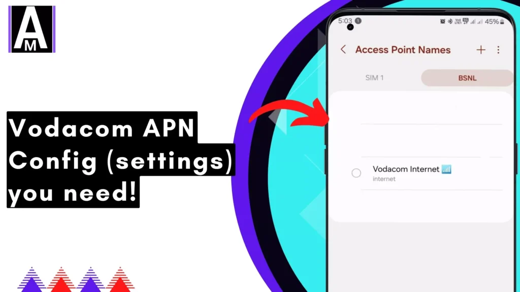 screenshot of vodacom apn with overlay same text and fastest