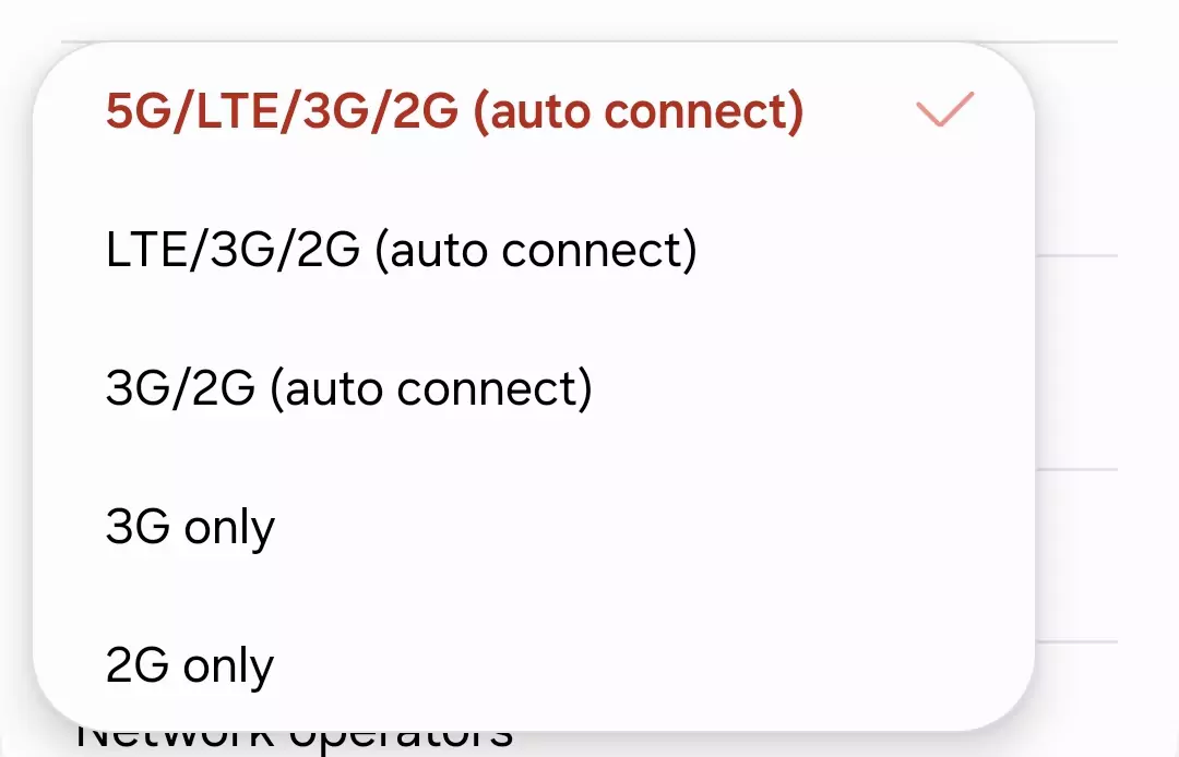 Switch Between 5G, 4G, 3G, 2G Network Types