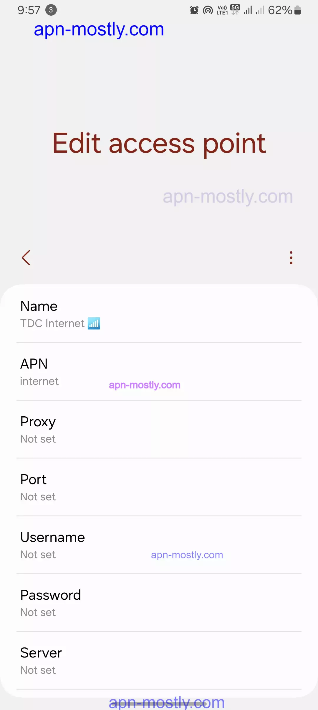 edit access point name screenshot
