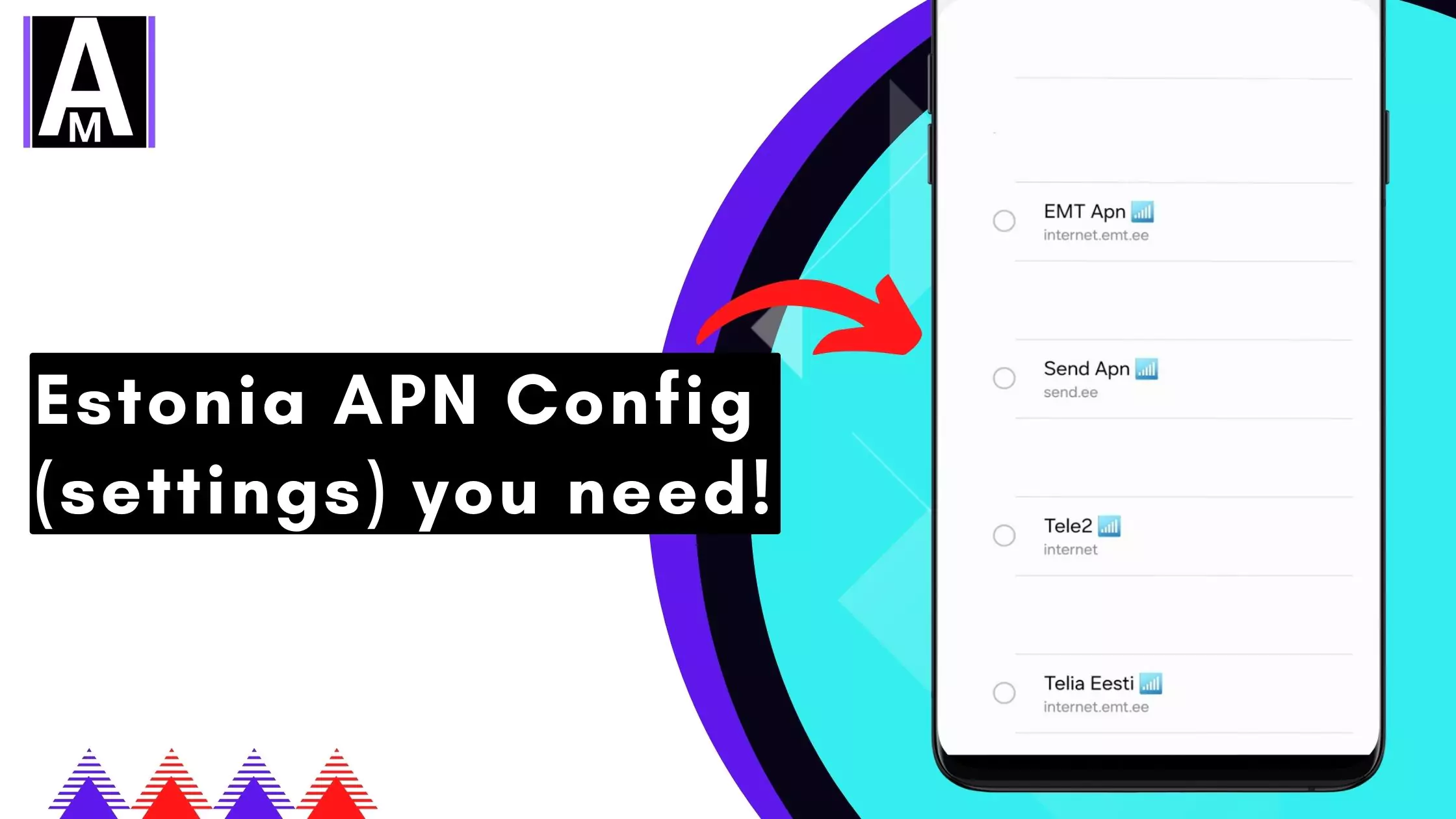 screenshot of estonia apn config with overlay text fastest
