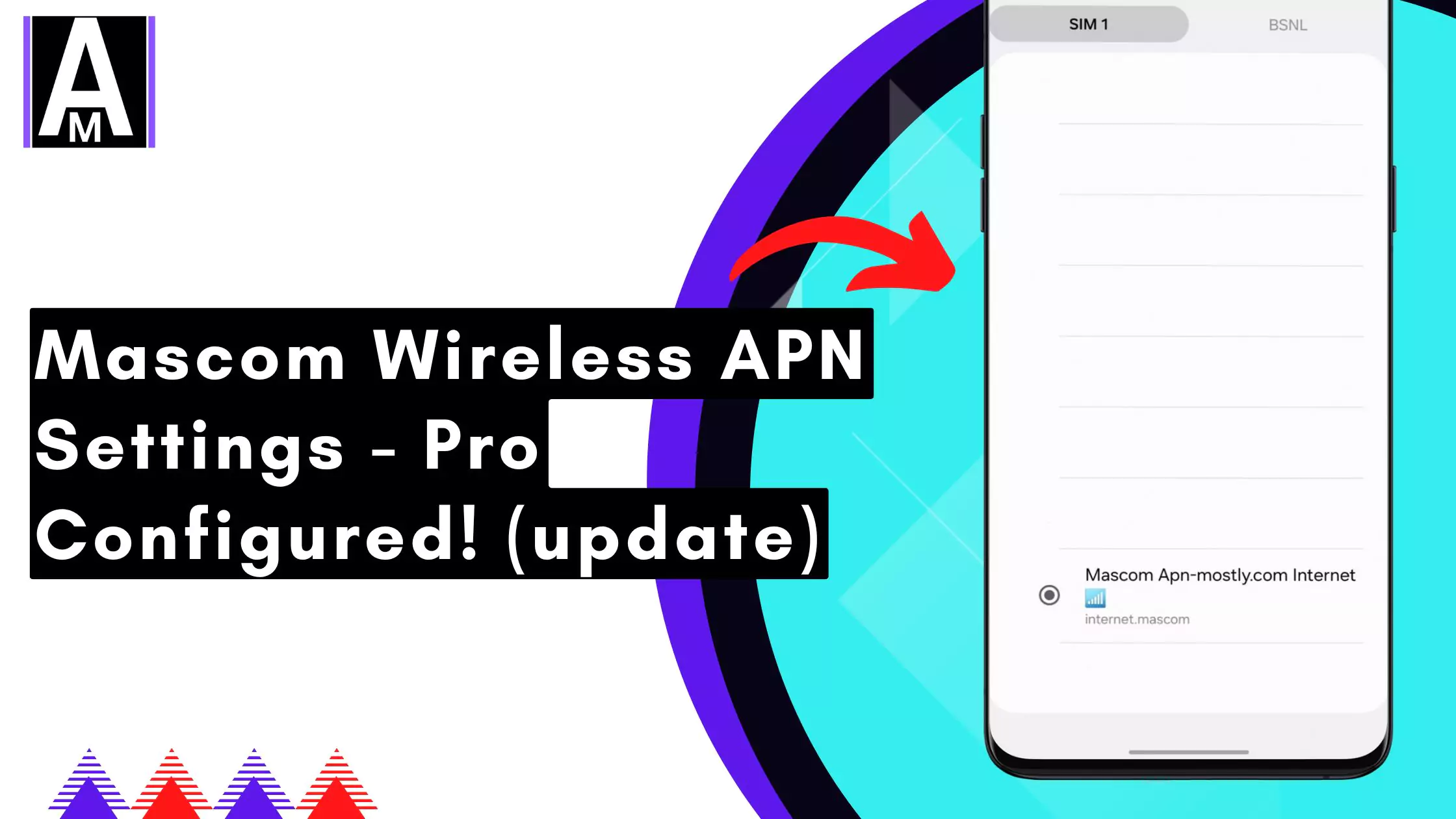 screenshot of the mascom wireless apn with same overlay text